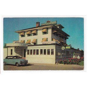Vintage RPPC Postcard Ektachrome Silver Lake Inn Clementon NJ 1953 Plymouth Auto